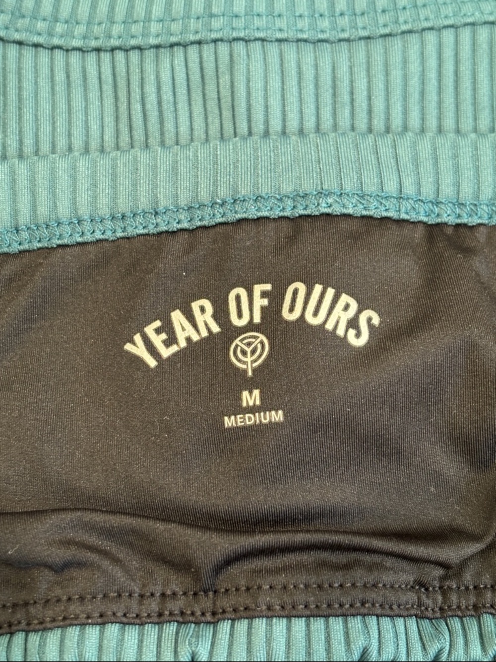 Year of Ours Teal Ribbed Active Set - Teal & Black - Picture 2 of 4